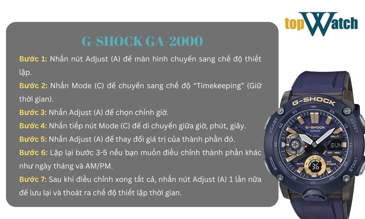 cách chỉnh g shock ga 2000