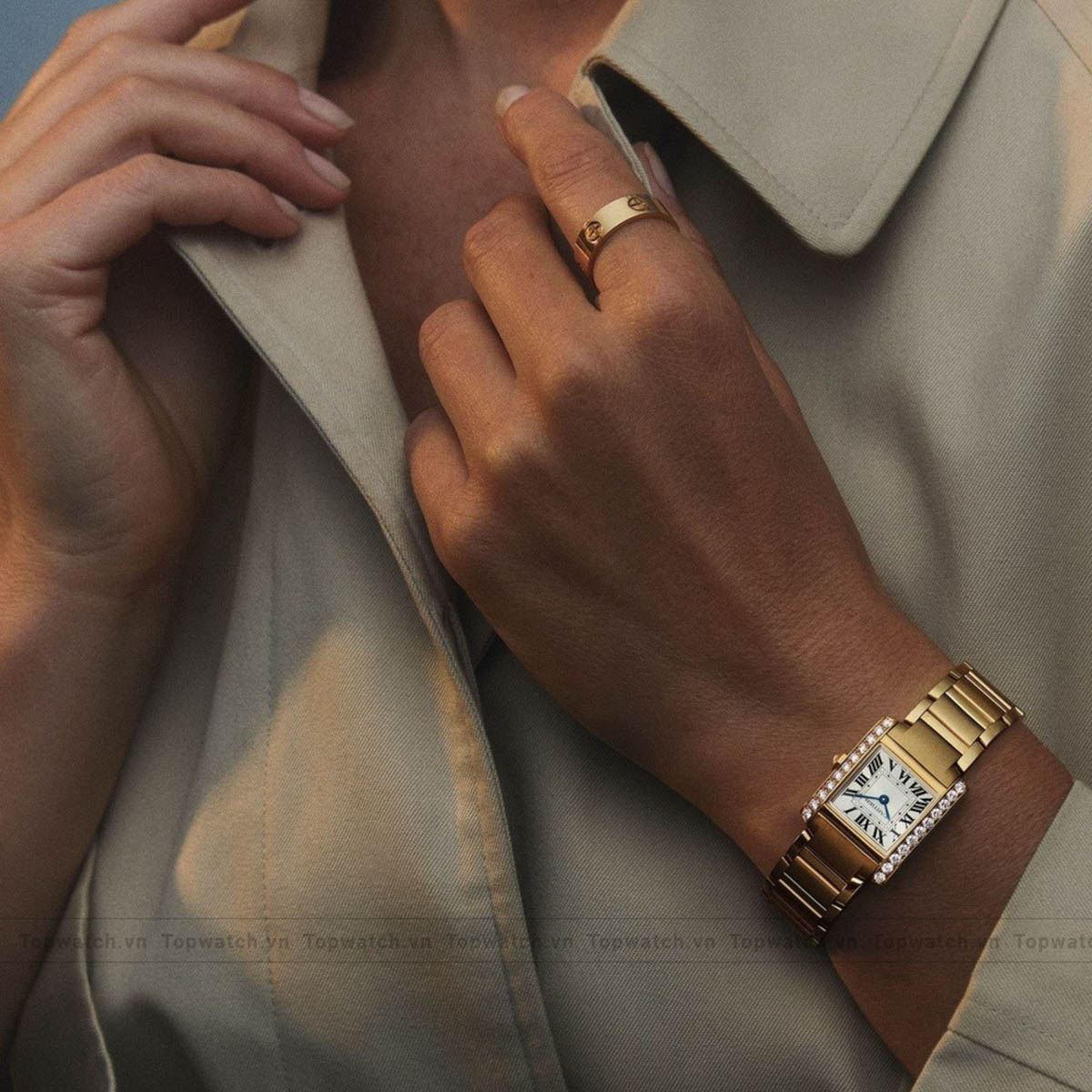 Cartier Tank Francaise WJTA0039 Watch 25.7mmx21.2mm Cartier Tank Francaise WJTA0039 Watch 25.7mmx21.2mm - Ảnh 2