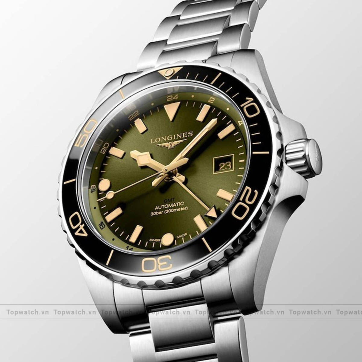Longines Hydroconquest L3.890.4.06.6 Green - Tone GMT Watch 43mm Longines Hydroconquest L3.890.4.06.6 Green - Tone GMT Watch 43mm - Ảnh 2