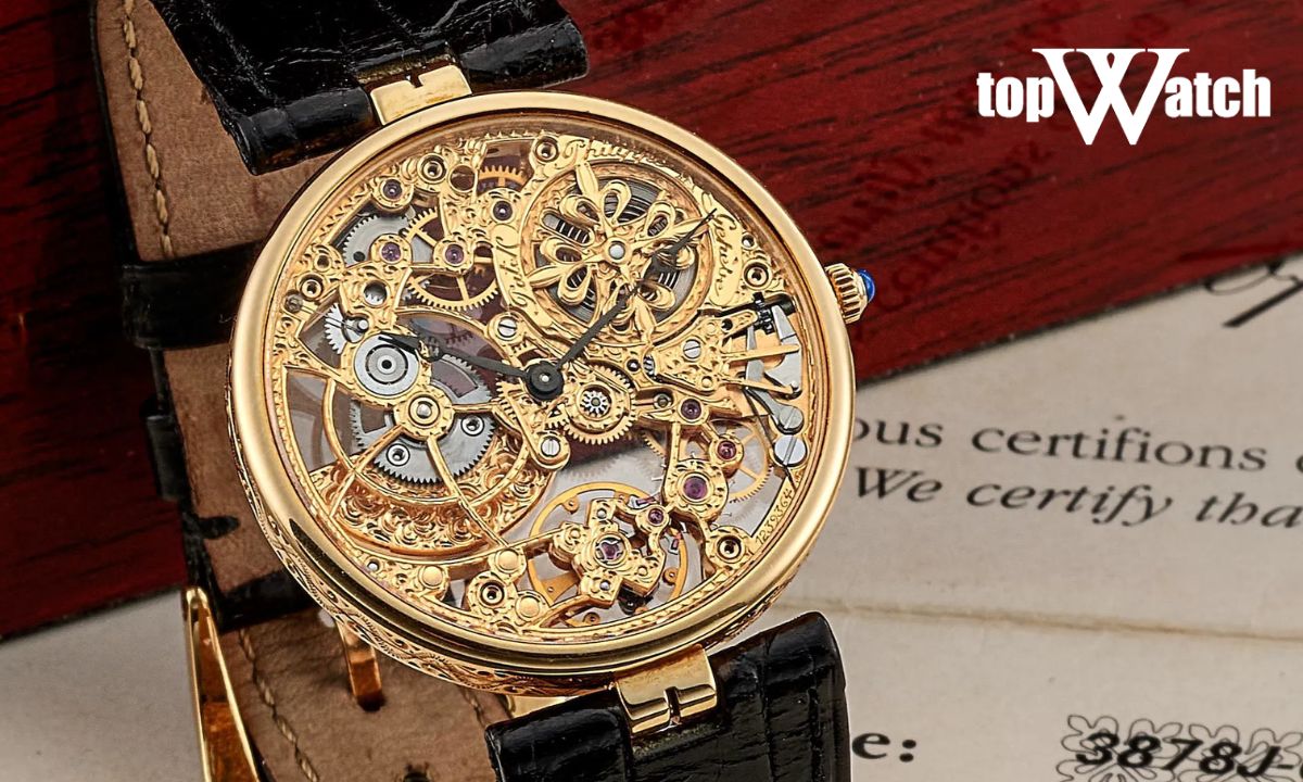đồng hồ ref 3878 18k gold automatic skeleton