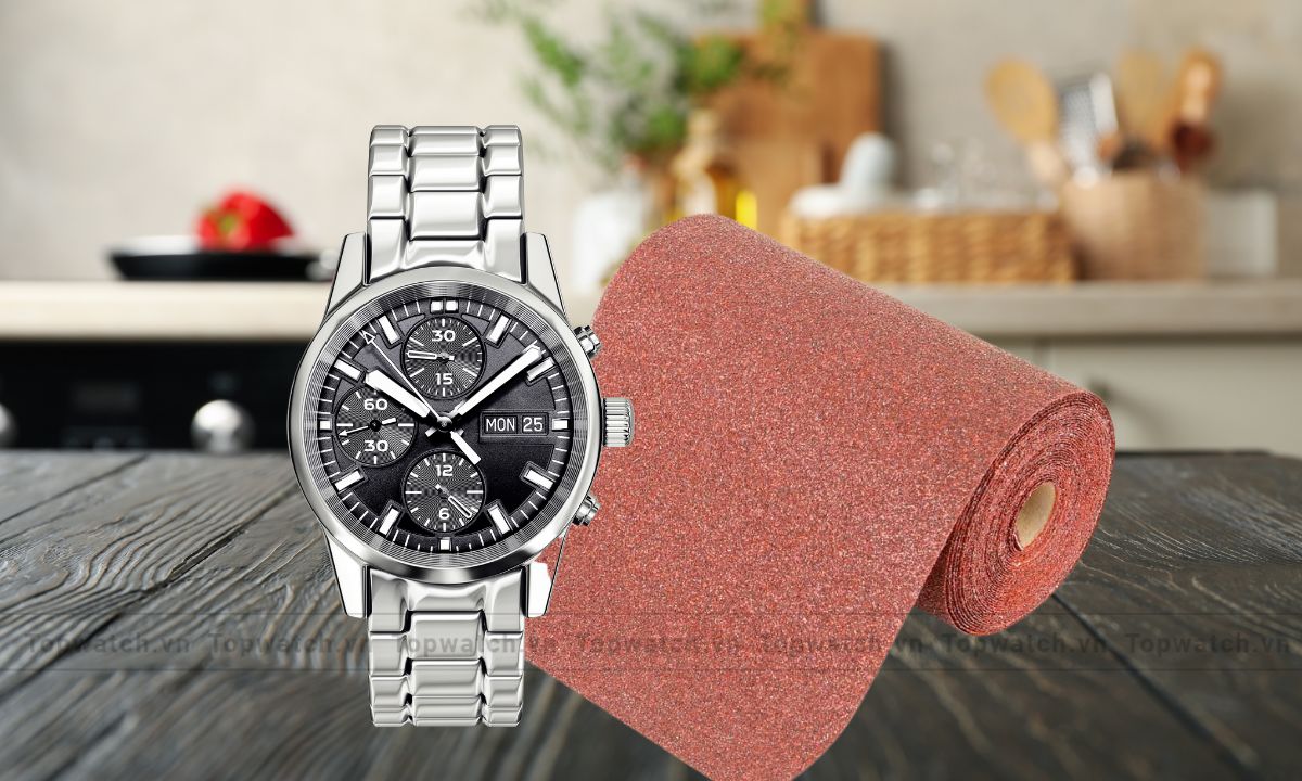 đánh bóng đồng hồ bằng giấy nhám