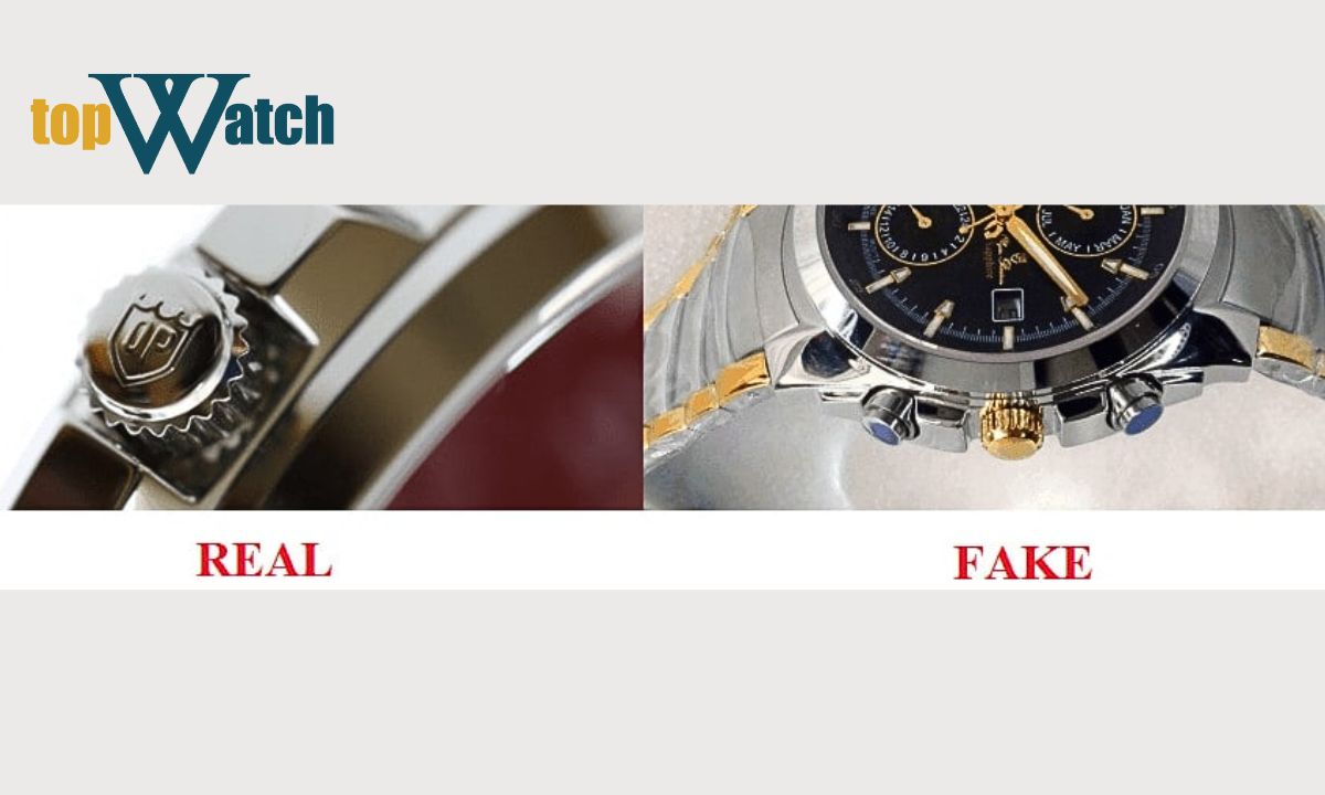 Cách phân biệt đồng hồ Olym Pianus thật giả trong vòng 1 nốt nhạc Núm đồng hồ OP thật và giả
