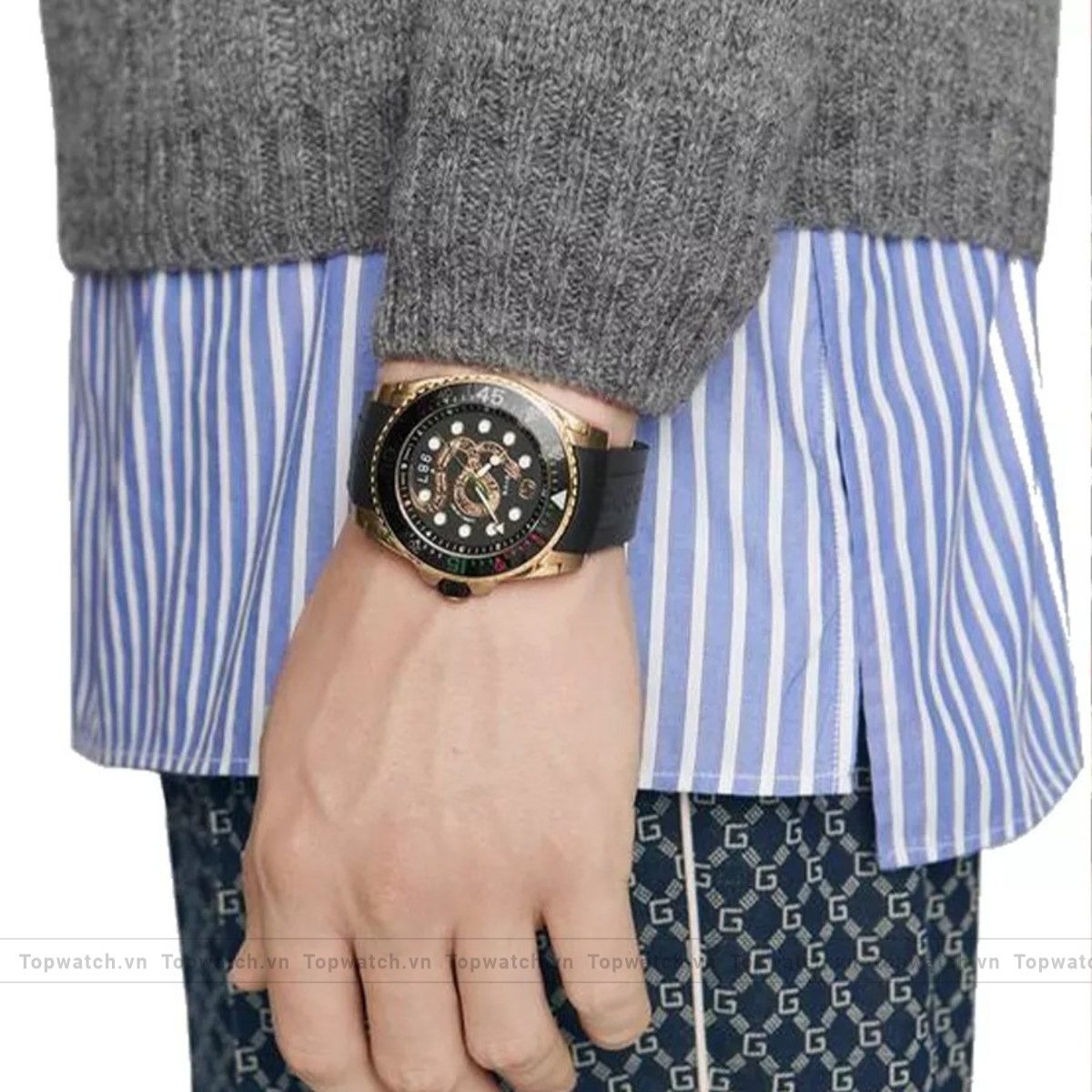 Gucci Dive YA136219 Black Snake Watch 45mm Gucci Dive YA136219 Black Snake Watch 45mm - Ảnh 2
