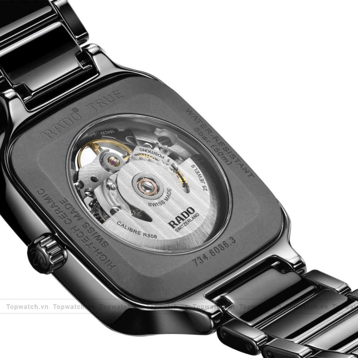 Rado True Square R27124162 Automatic Skeleton Watch 38mm Rado True Square R27124162 Automatic Skeleton Watch 38mm - Ảnh 4