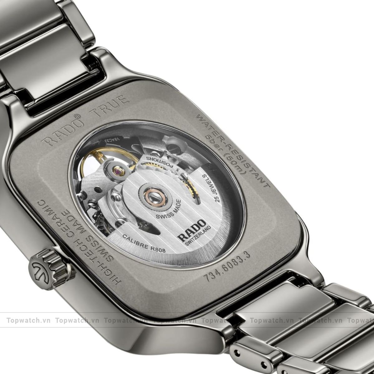 Rado True Square R27125152 Automatic Skeleton Watch 38mm Rado True Square R27125152 Automatic Skeleton Watch 38mm - Ảnh 4