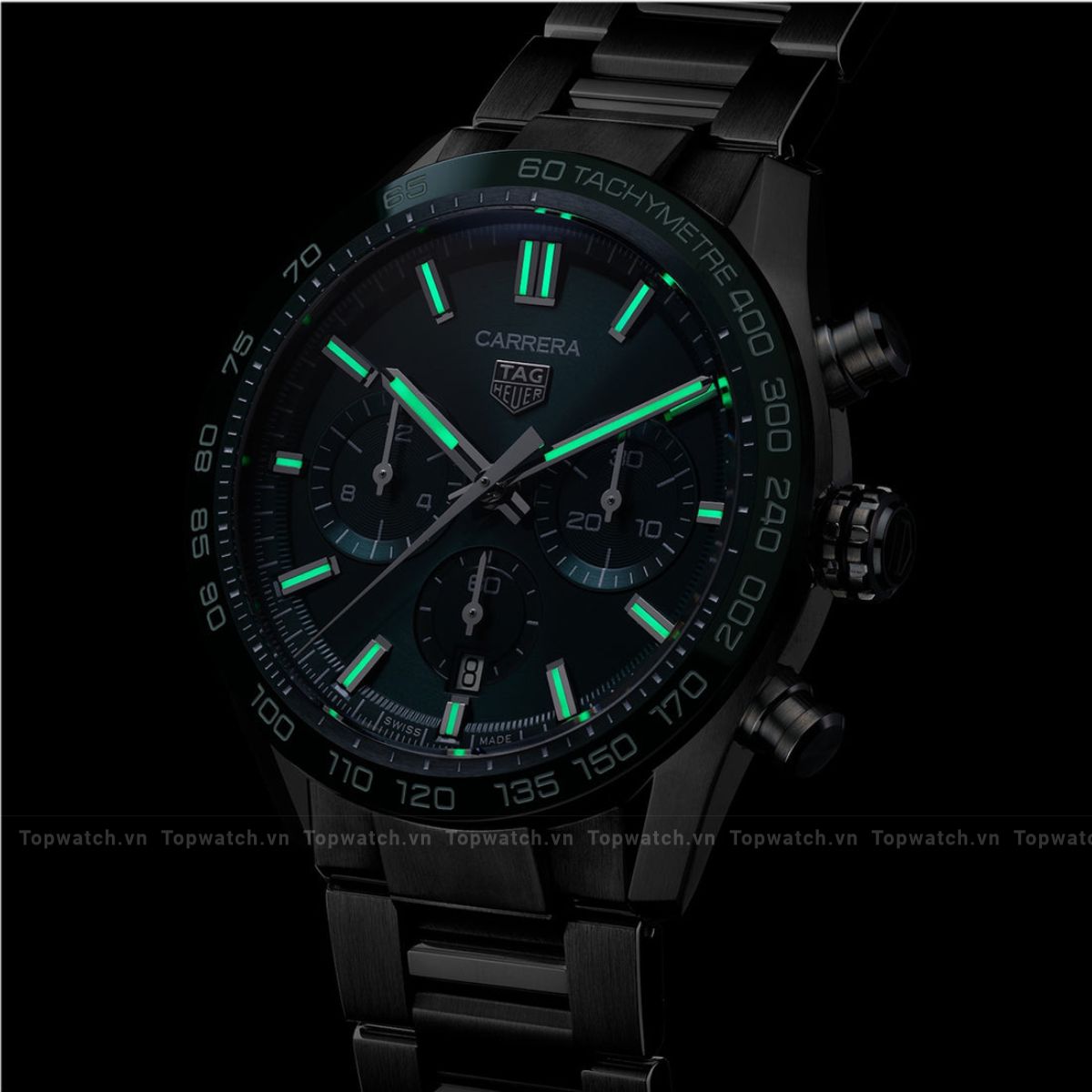 Tag Heuer Carrera CBN2A1N.BA0643 Green-Tone Chronograph Watch 44mm Tag Heuer Carrera CBN2A1N.BA0643 Green-Tone Chronograph Watch 44mm - Ảnh 4