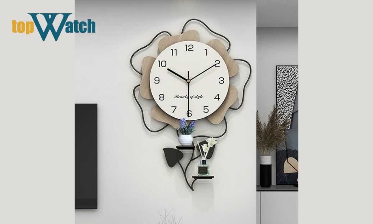 Đồng hồ treo tường trang trí Hoa decor hiện đại