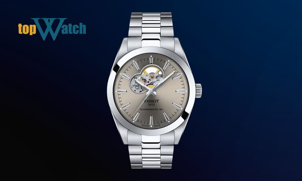 Top 11 mẫu đồng hồ Tissot nam lộ cơ tinh xảo, độc đáo Đồng hồ Tissot Gentleman Open Heart mặt rhodium T127.407.11.081.00