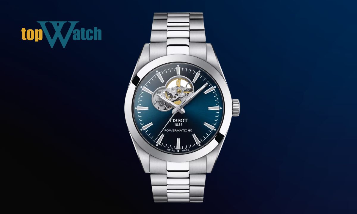 Top 11 mẫu đồng hồ Tissot nam lộ cơ tinh xảo, độc đáo Đồng hồ Tissot Gentleman Open Heart mặt xanh T127.407.11.041.01