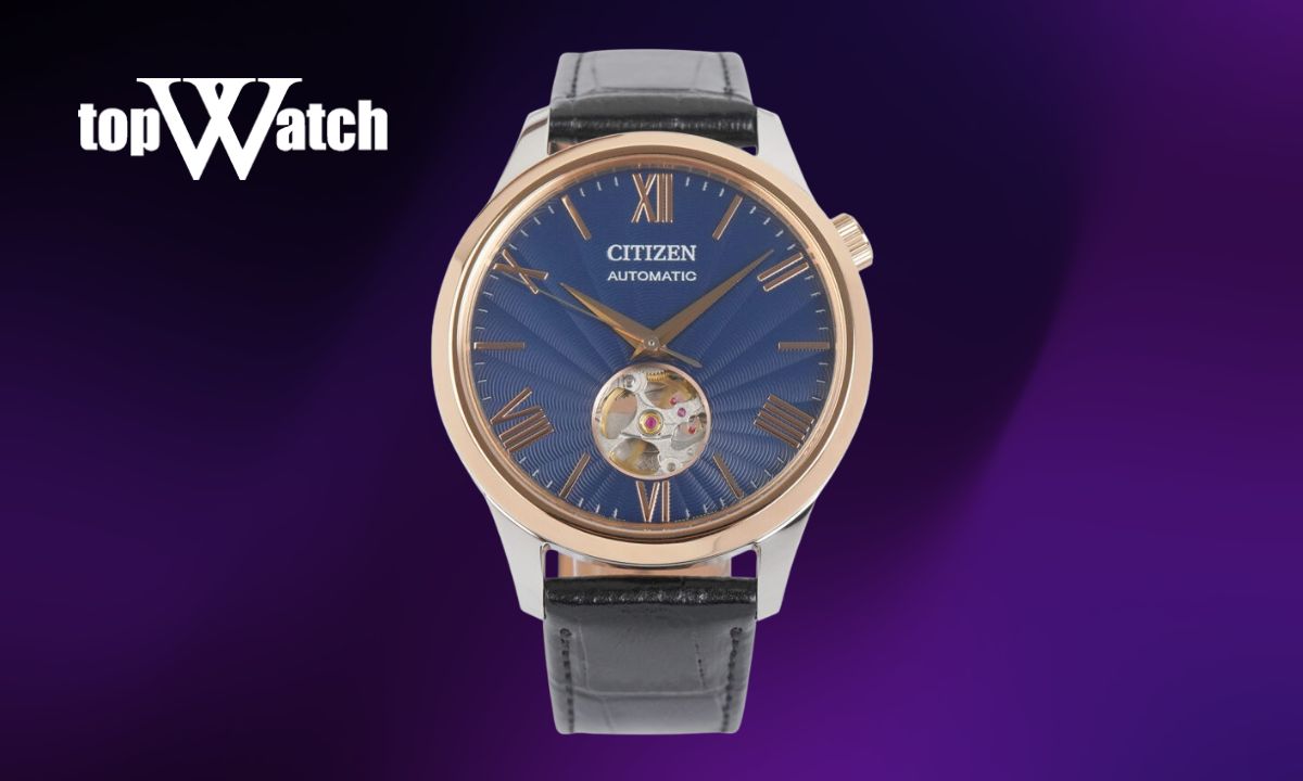 Đồng hồ Citizen nam dây da NH9136-02L mặt số xanh