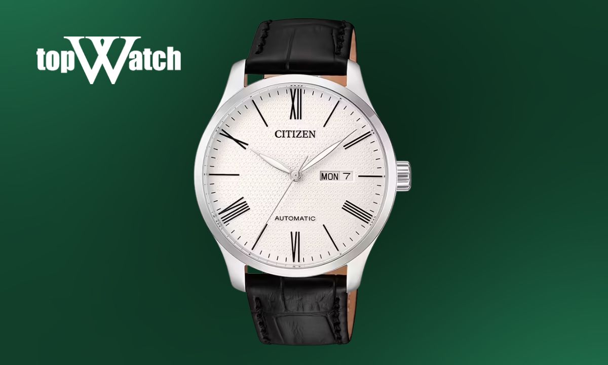 Đồng hồ Citizen NH8350-08A dây da đen mặt số trắng