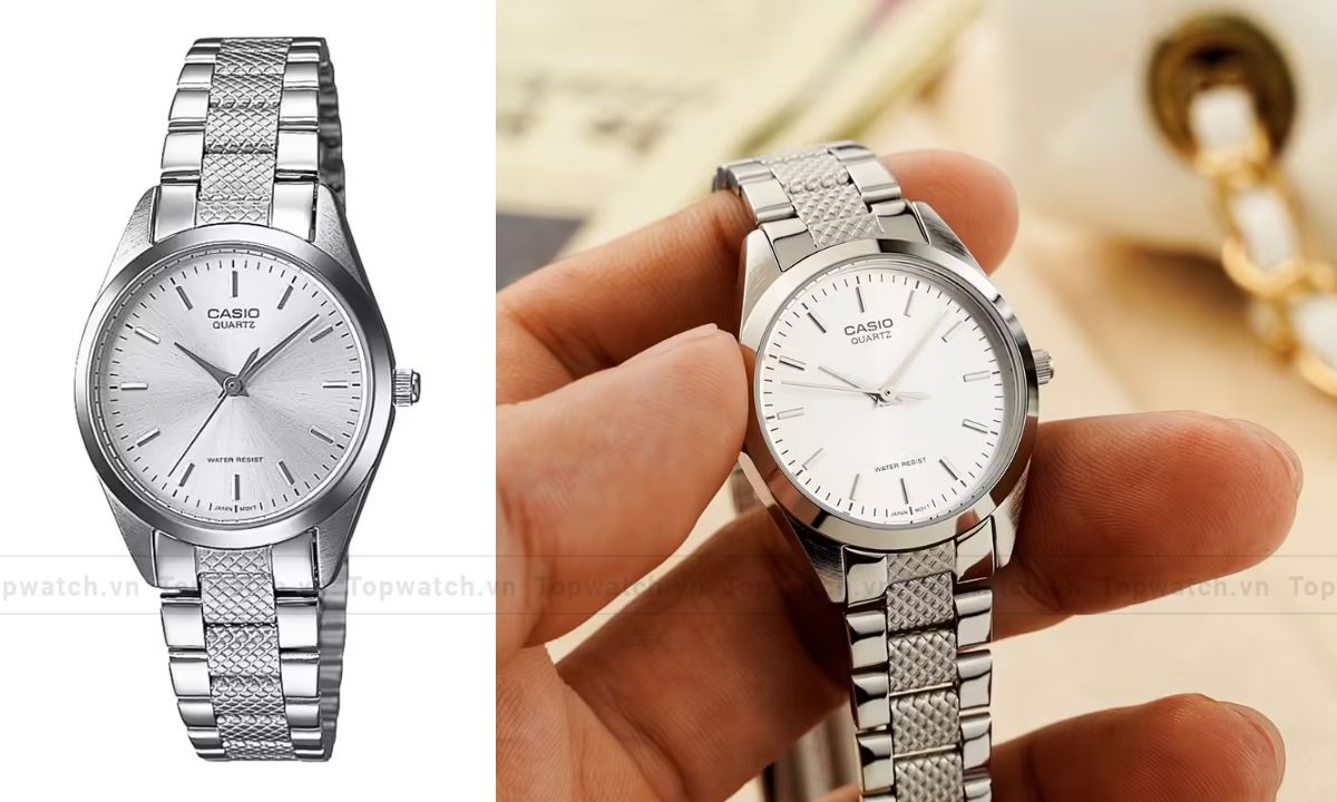Gợi ý 12 mẫu đồng hồ Casio nữ dây kim loại đẹp, cuốn hút và thanh lịch Đồng hồ Casio LTP-1274D-7ADF mặt số trắng