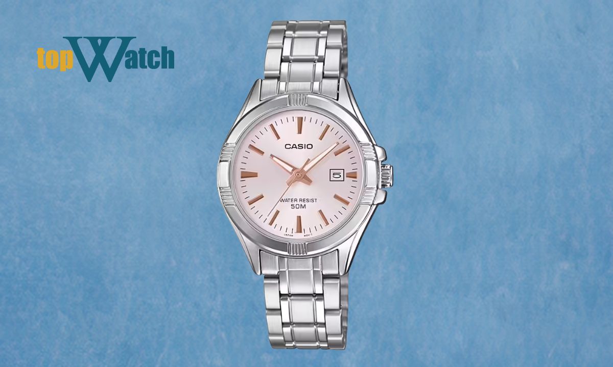 Gợi ý 12 mẫu đồng hồ Casio nữ dây kim loại đẹp, cuốn hút và thanh lịch Đồng hồ Casio LTP-1308D-4AVDF mặt số hồng nhạt