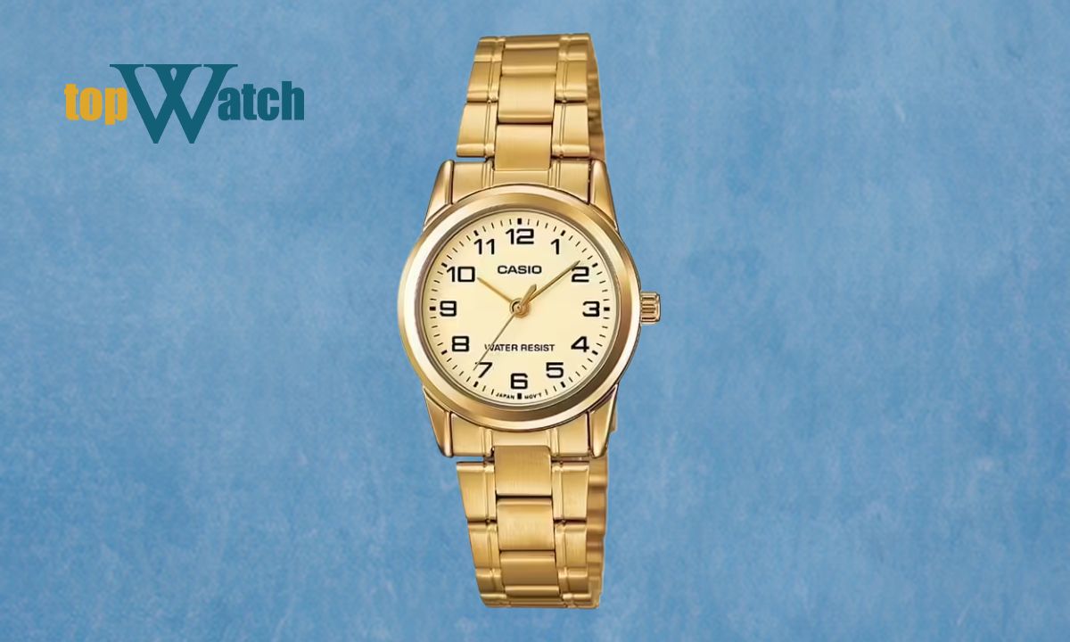 Gợi ý 12 mẫu đồng hồ Casio nữ dây kim loại đẹp, cuốn hút và thanh lịch Đồng hồ Casio LTP-V001G-9BUDF mạ vàng