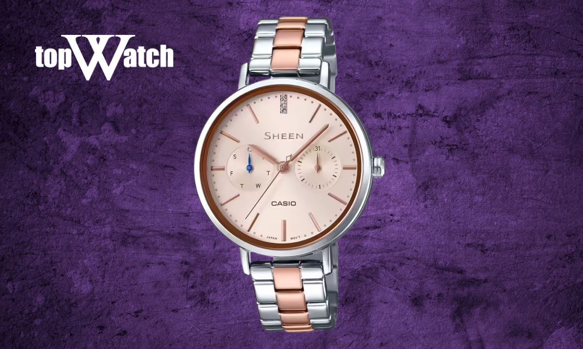 Đồng hồ Casio SHE-3054SPG-4AUDR dây demi bạc - hồng