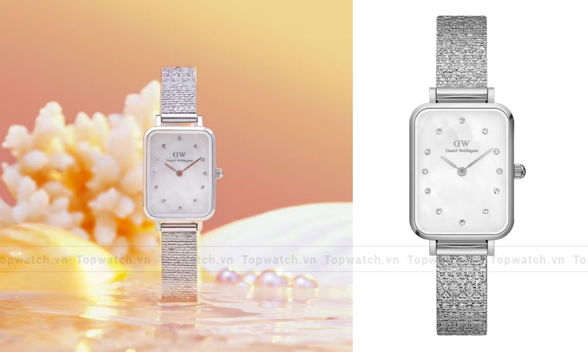 Đồng hồ nữ Daniel Wellington Quadro Lumine Pressed Piano Bạc DW00100580