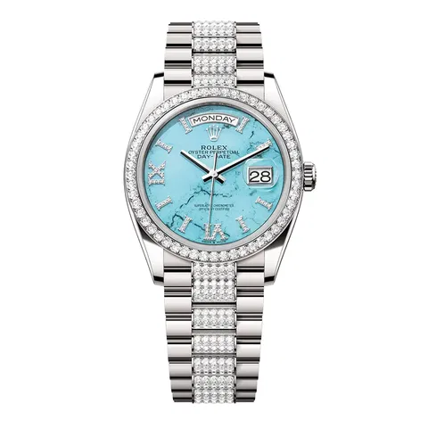 Đồng Hồ Rolex Day-Date 128349RBR-0032 Vàng trắng 2023