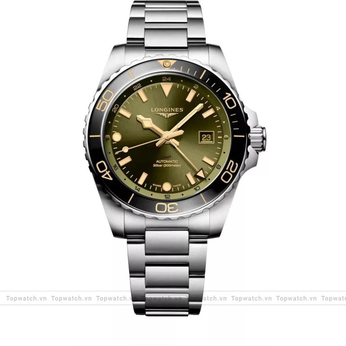 Longines Hydroconquest L3.890.4.06.6 Green - Tone GMT Watch 43mm Longines Hydroconquest L3.890.4.06.6 Green - Tone GMT Watch 43mm