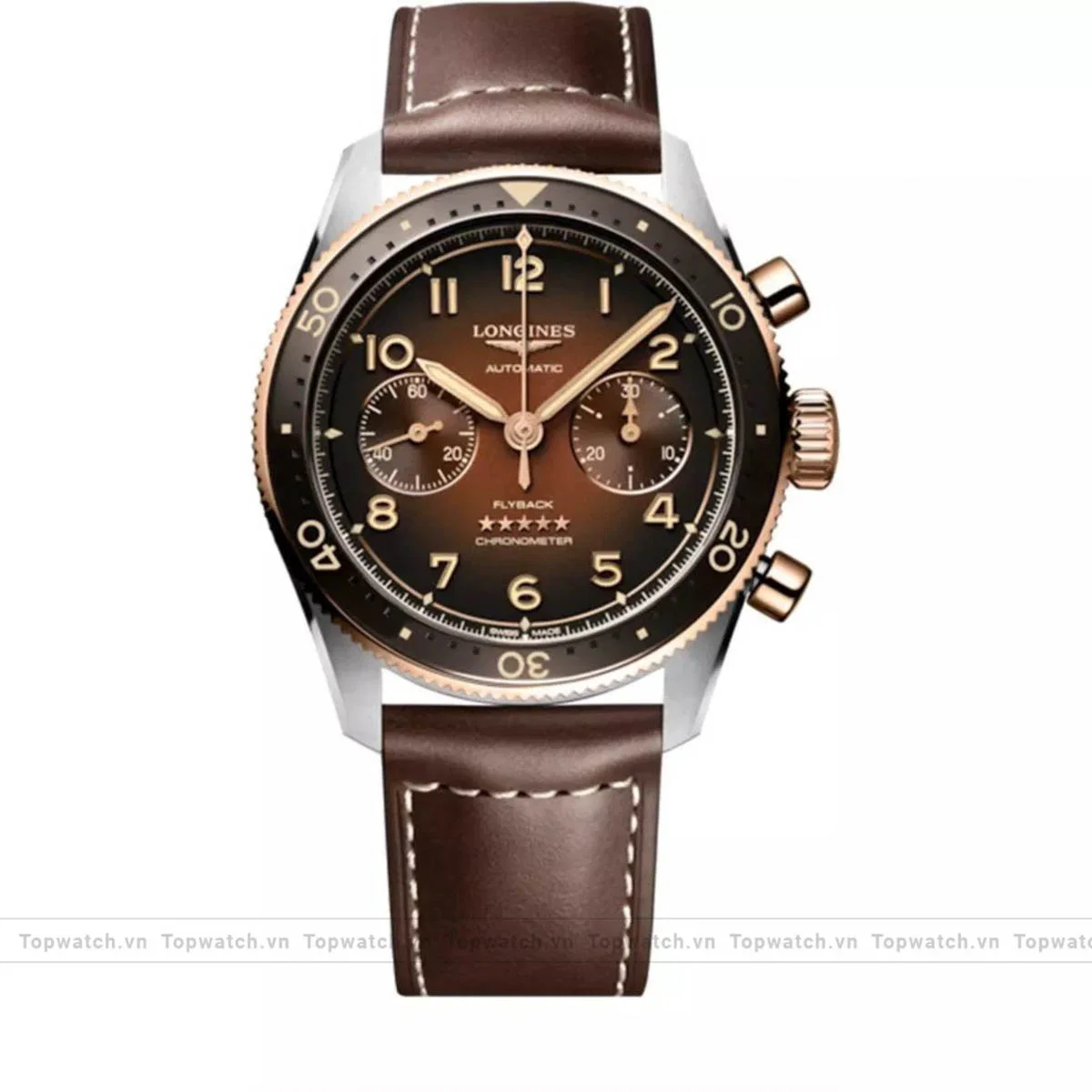Longines Spirit L3.821.5.59.2 Brown - Tone Flyback Watch 42mm Longines Spirit L3.821.5.59.2 Brown - Tone Flyback Watch 42mm
