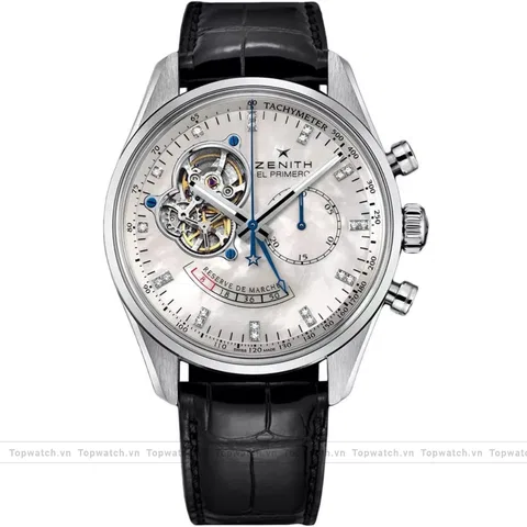 Zenith El Primero 03.2080.4021/81.C714 Mens Stainless Steel Leather Watch 42mm