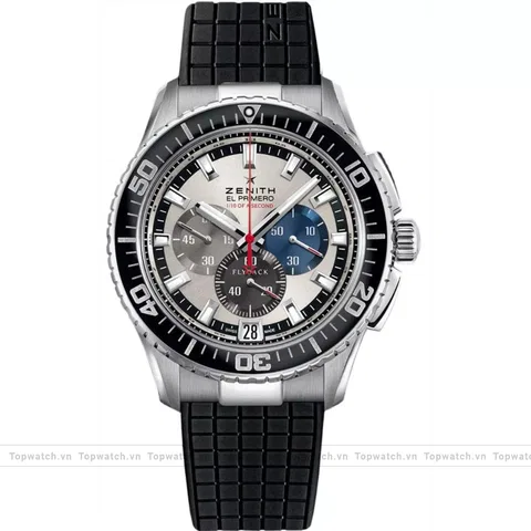 Zenith El Primero 03.2062.4057/69.R515 Mens Stainless Steel Rubber Black Watch 45.5mm
