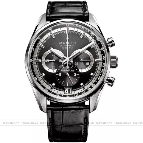 Zenith El Primero 03.2040.400/21.C496 Mens Stainless Steel Leather Watch 42mm