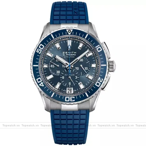 Zenith El Primero 03.2067.405/51.R514 Mens Stainless Steel Rubber Blue Watch 45.5mm