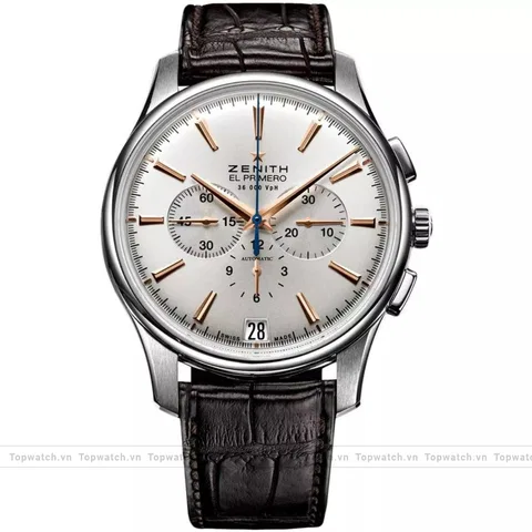 Zenith El Primero 03.2110.400/01.C498 Mens Stainless Steel Leather Watch 42mm