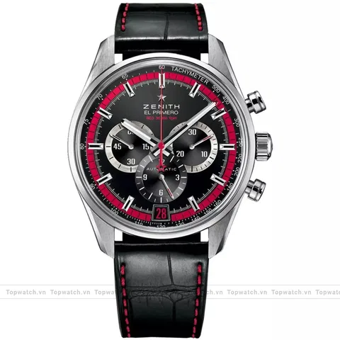 Zenith El Primero 03.2043.400/25.C703 Mens Stainless Steel Leather Watch 42mm