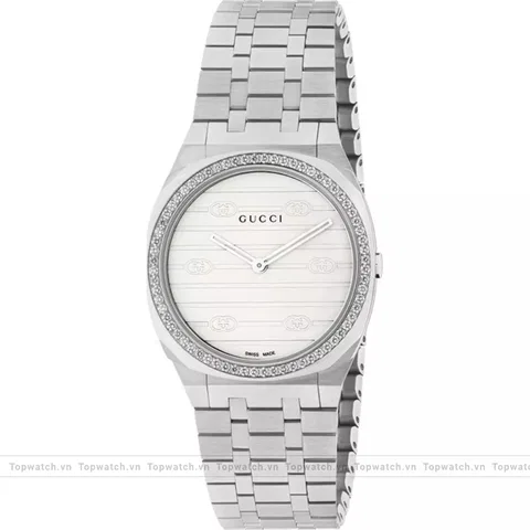 Gucci 25H YA163503 Diamond Silver Watch 30mm
