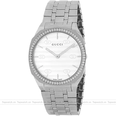 Gucci 25H YA163401 Diamonds Watch 34mm