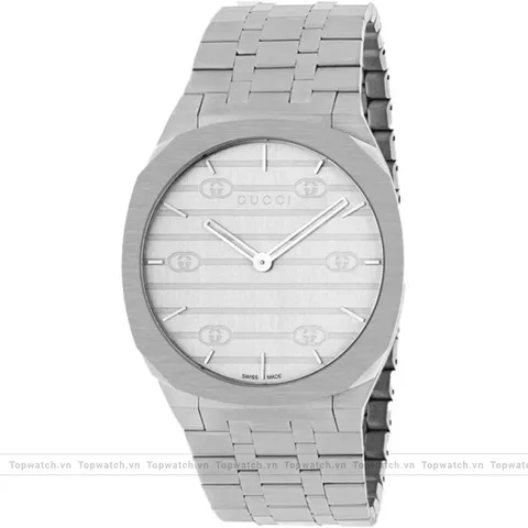 Gucci 25H YA163407 Silver Tone Watch 38mm