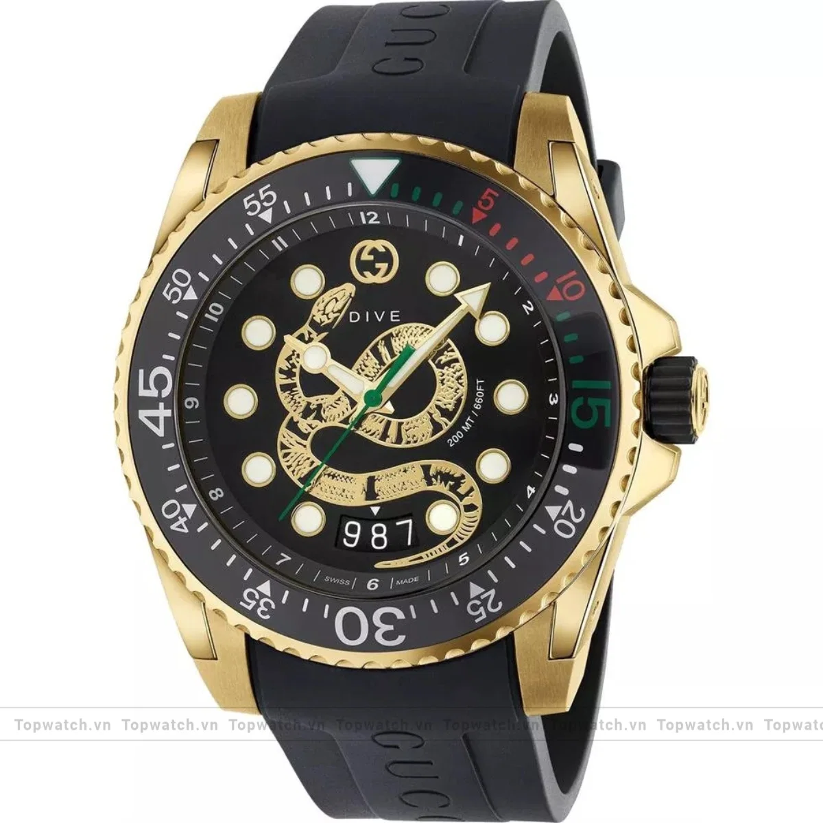 Gucci Dive YA136219 Black Snake Watch 45mm Gucci Dive YA136219 Black Snake Watch 45mm