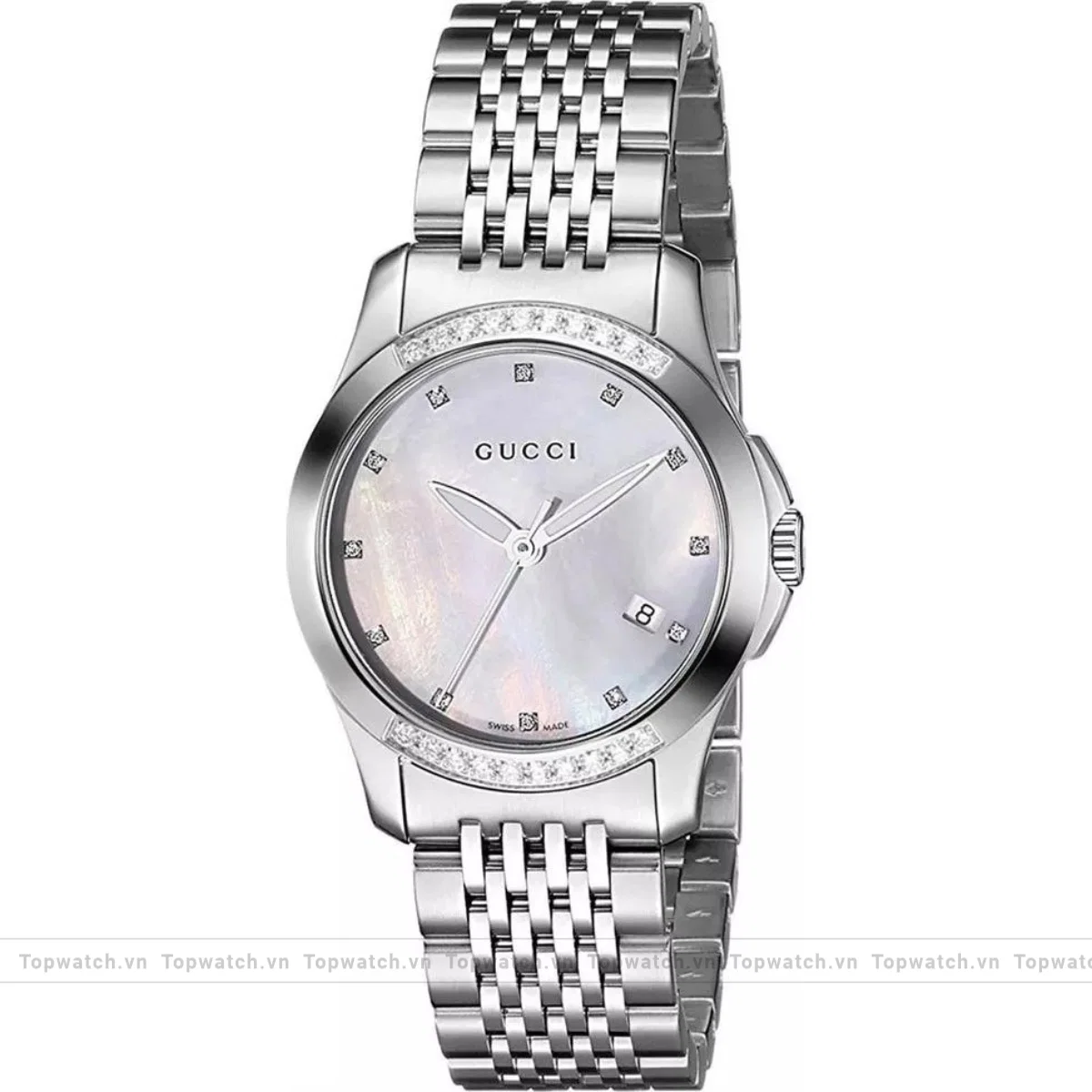 Gucci G-Timeless YA126510 Diamond Mother of Pearl Watch 27mm Gucci G-Timeless YA126510 Diamond Mother of Pearl Watch 27mm