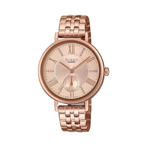 Đồng hồ Casio Nữ SHE-3066PG-4AUDF Dây Thép Không Gỉ 34mm