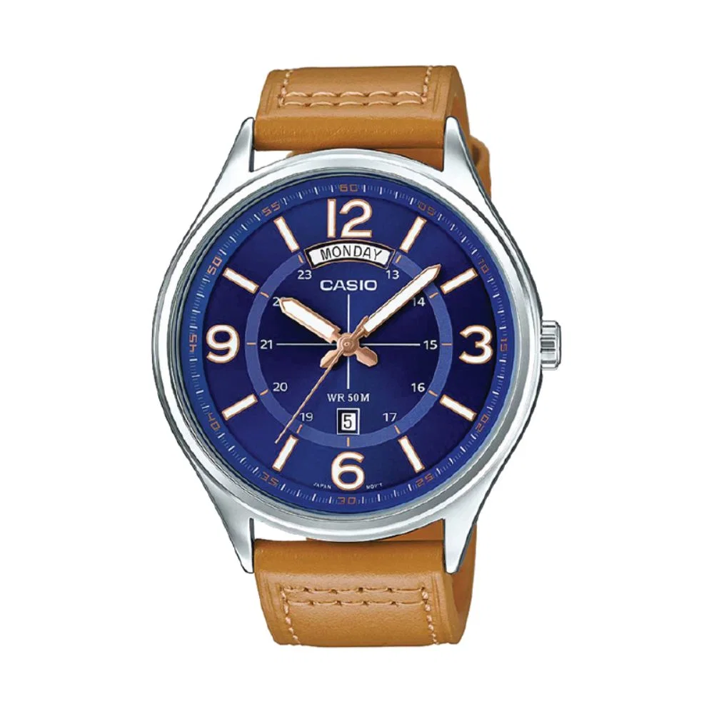 Đồng Hồ Casio Nam MTP-E129L-2B2VDF Dây Da 45mm Đồng Hồ Casio Nam MTP-E129L-2B2VDF Dây Da 45mm
