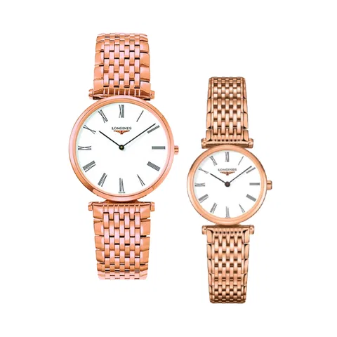 Đồng hồ Longines Cặp L4.709.1.91.8 L4.209.1.91.8 Dây Thép Không Gỉ Mạ Vàng 33x24mm