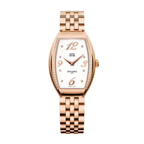 Đồng hồ Silvana Nữ ST28QRD34R Dây Thép Không Gỉ Mạ Vàng 39x28mm