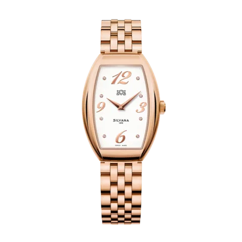 Đồng hồ Silvana Nữ ST28QRR34R Dây Thép Không Gỉ Mạ Vàng 39x28mm