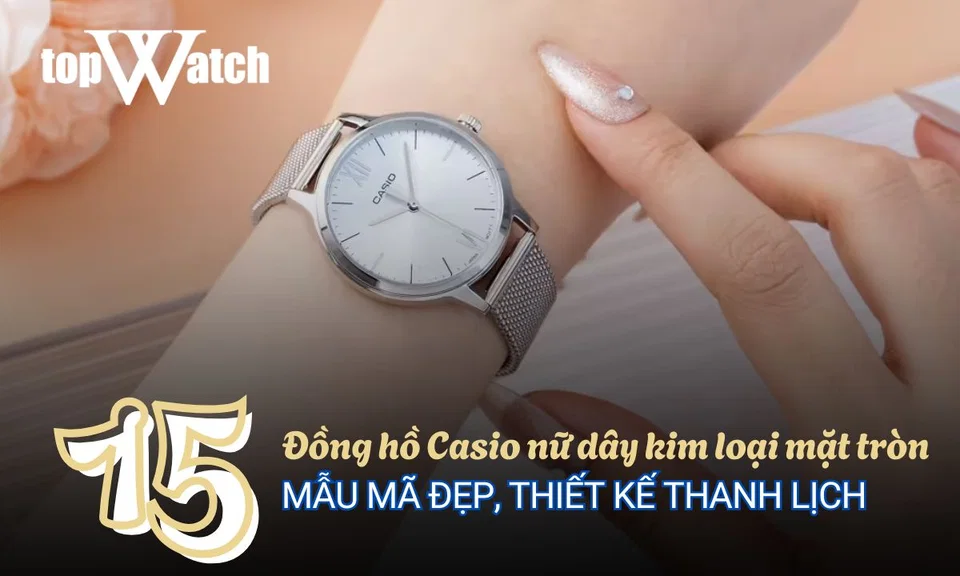 đồng hồ casio nữ dây kim loại mặt tròn